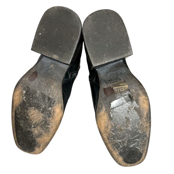 Free People Nicola Leather Square Toed Ankle Zip Block Heeled Boot Black 36 US 6 - Picture 7 of 12